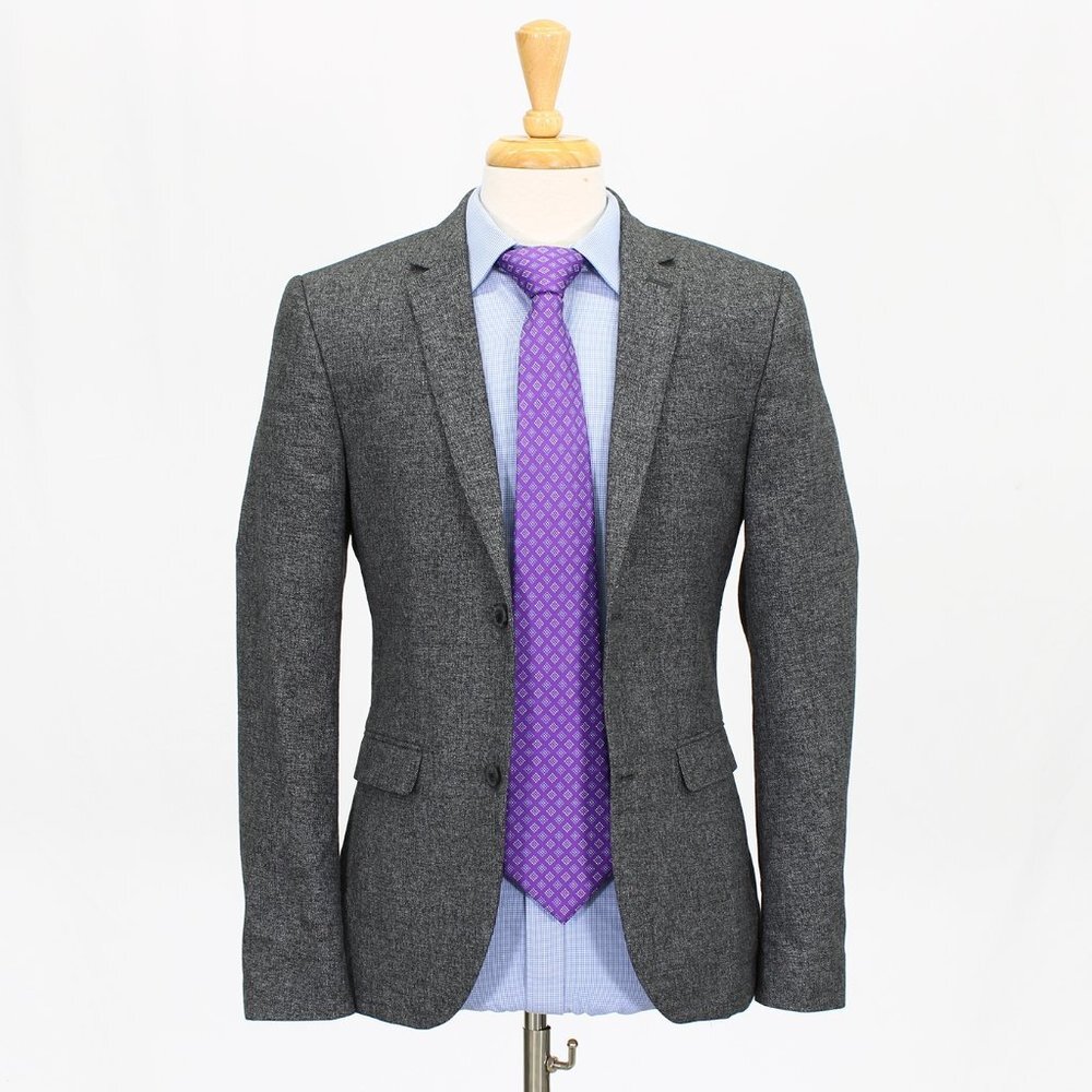 Topman 38R Gray Solid 2-Button Sport Coat Blazer Jacket V963